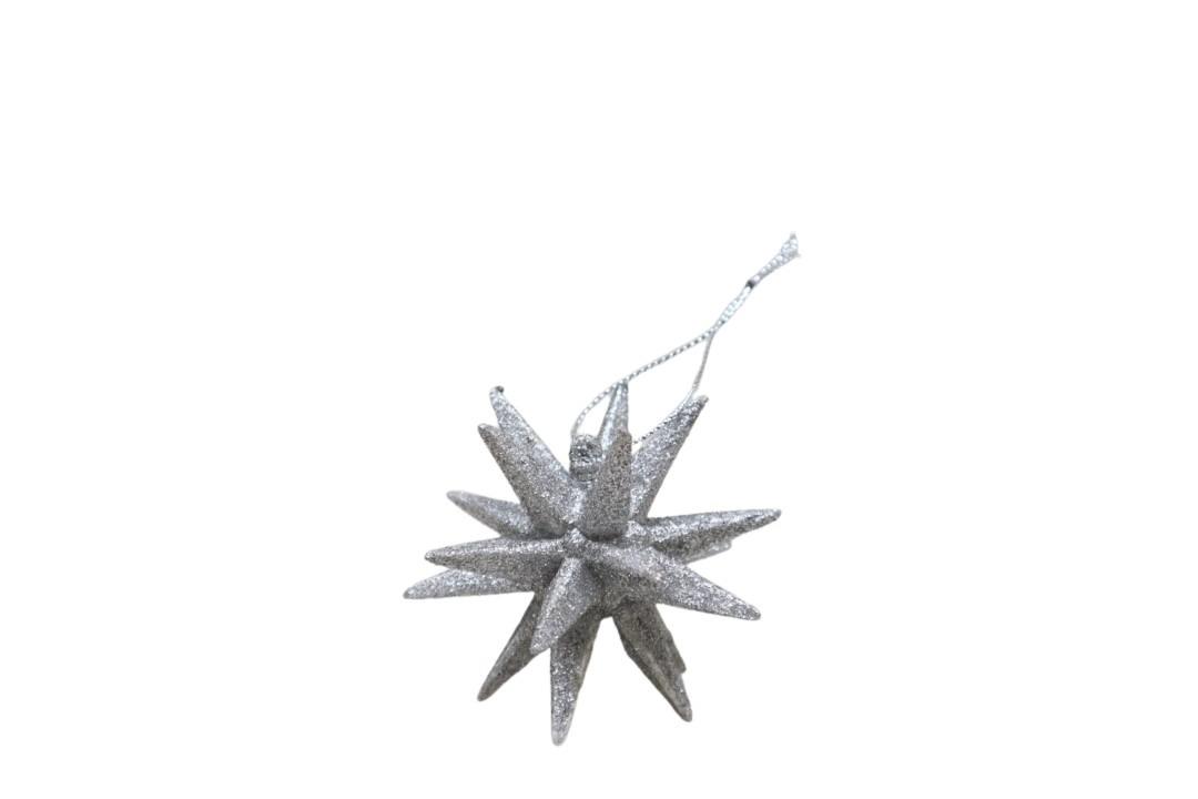 Stern Sputnik Kunststoff silber-glitter D6cm