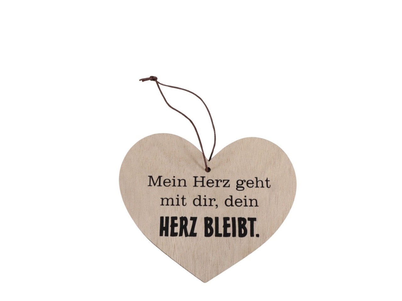 Herz hängend m. Schrift Holz natur D12cm