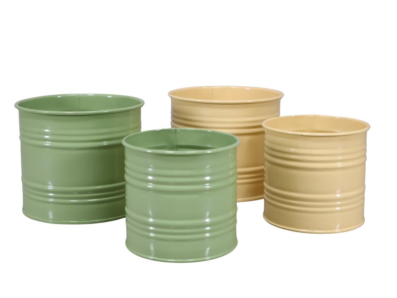 Übertopf Dose Metall Set/2 D12+D9cm grün/vanille