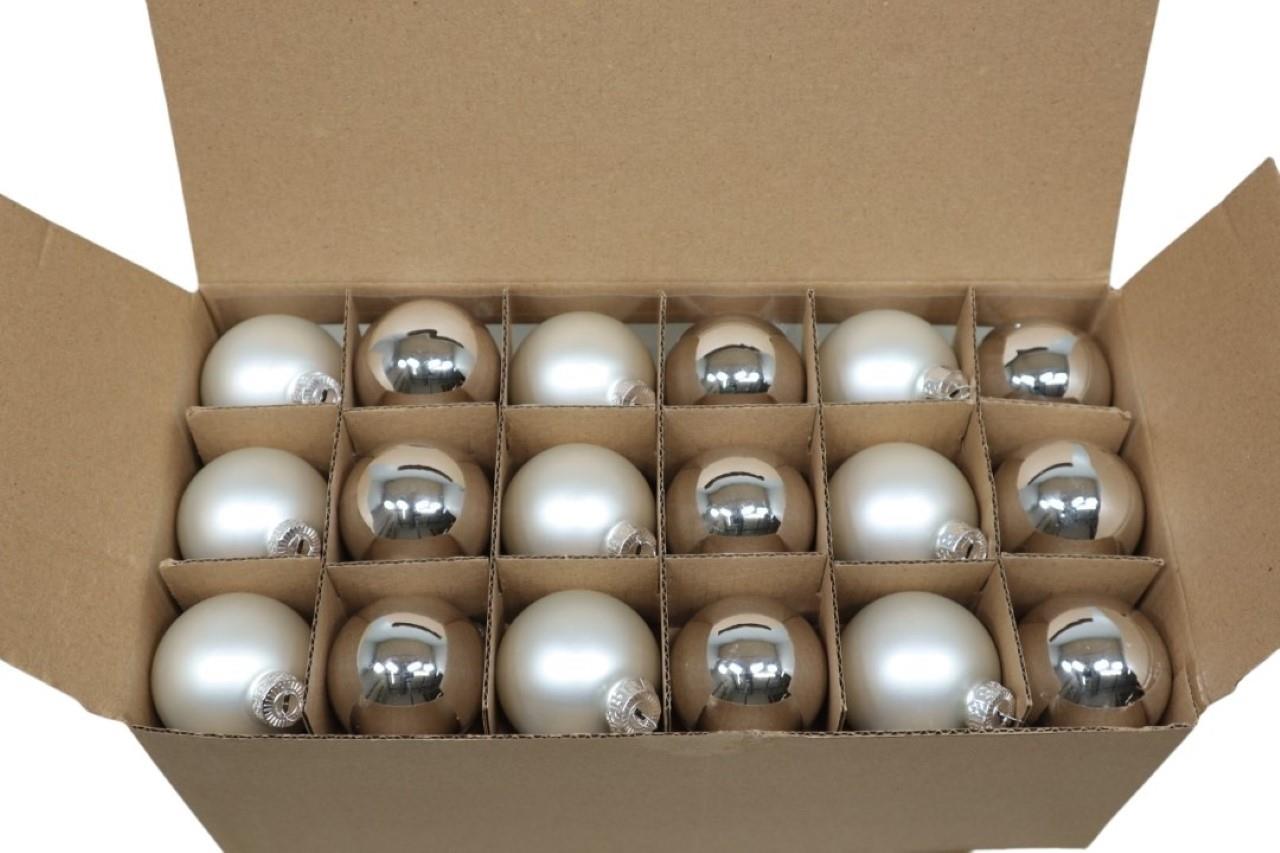 Glaskugel 60 mm 45 Stück silber