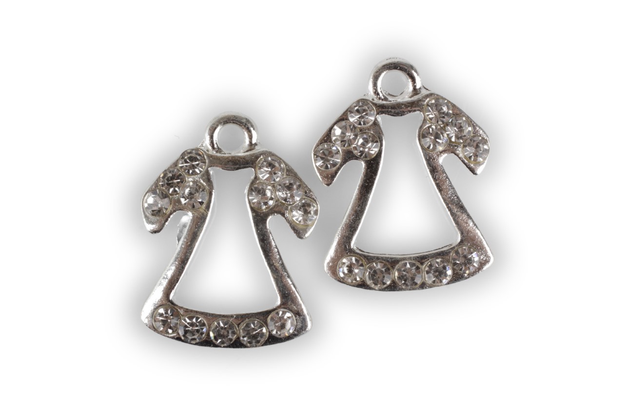 Schutzengel m. Öse m. Glasdiamanten Metall silber D1,9cm