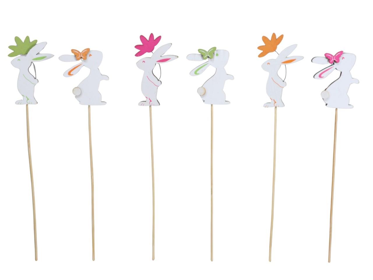 Stecker Hase Blüte u. Schmetterling Holz H6,5+8,5cm + Pin