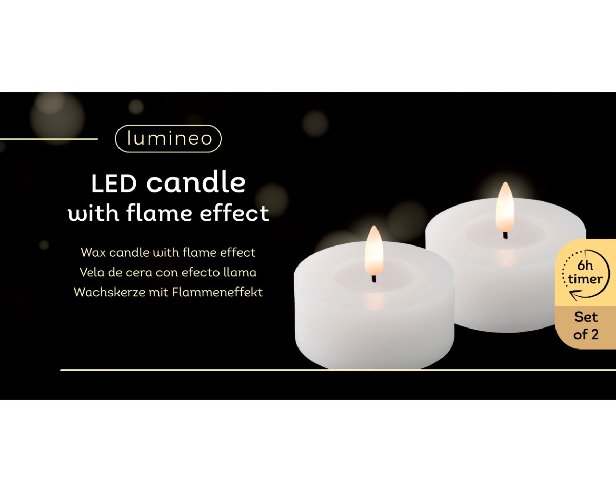 Teelicht LED Wachs indoor weiss D7cm
