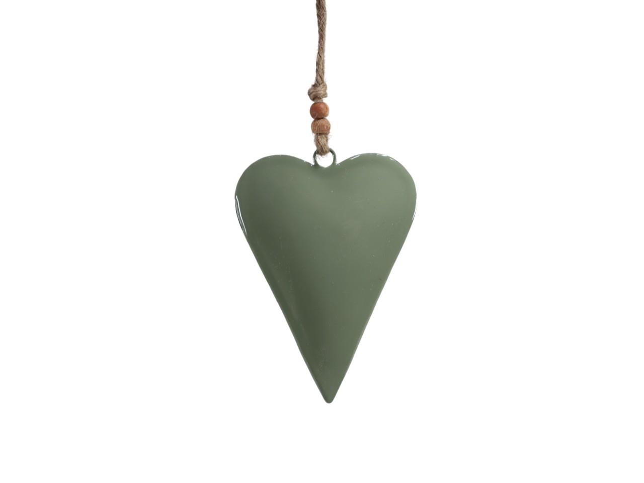 Herz hängend Metall grün 13x9cm