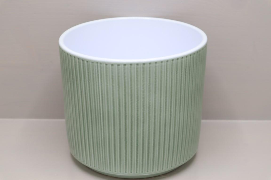 Keramikübertopf Serie 995 "Stripes" 16cm salbeigrün
