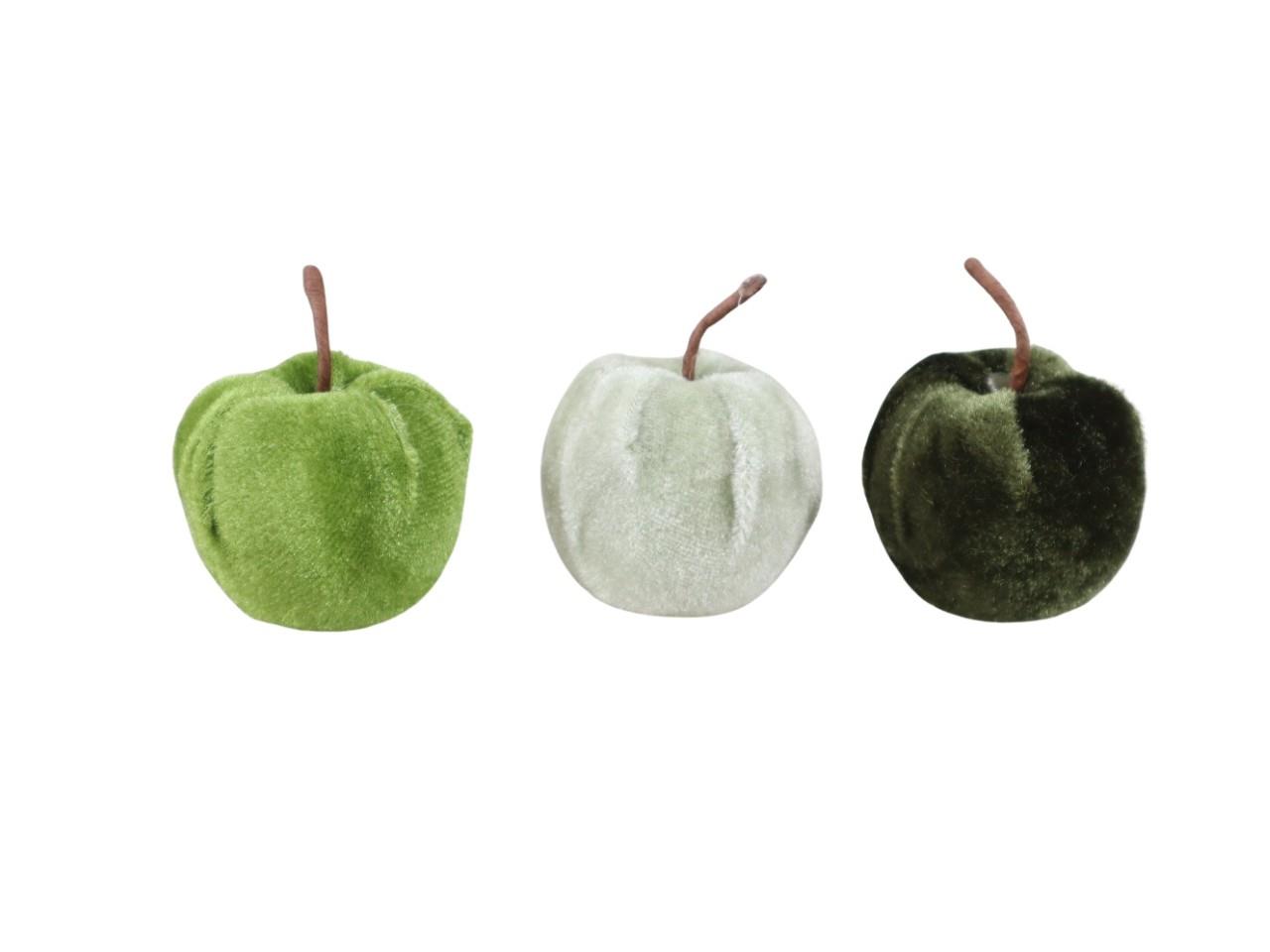 Apfel Deko Samt grünmix D5x6cm Apfel Deko Samt grünmix D5x6cm