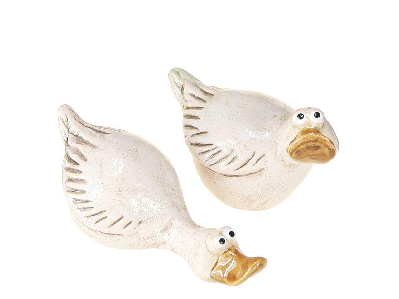 Ente sitzend Keramik sortiert creme L13,5cm