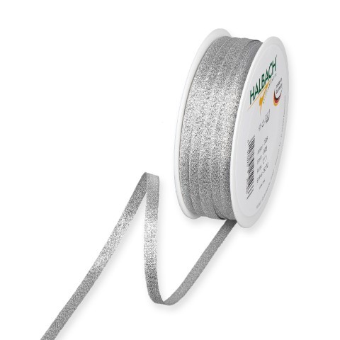 Weihnachtsband 6mm 50 Meter silber 211