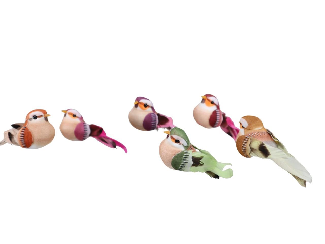 Stecker Vögel Federn pink/lila/grün/braun 9cm