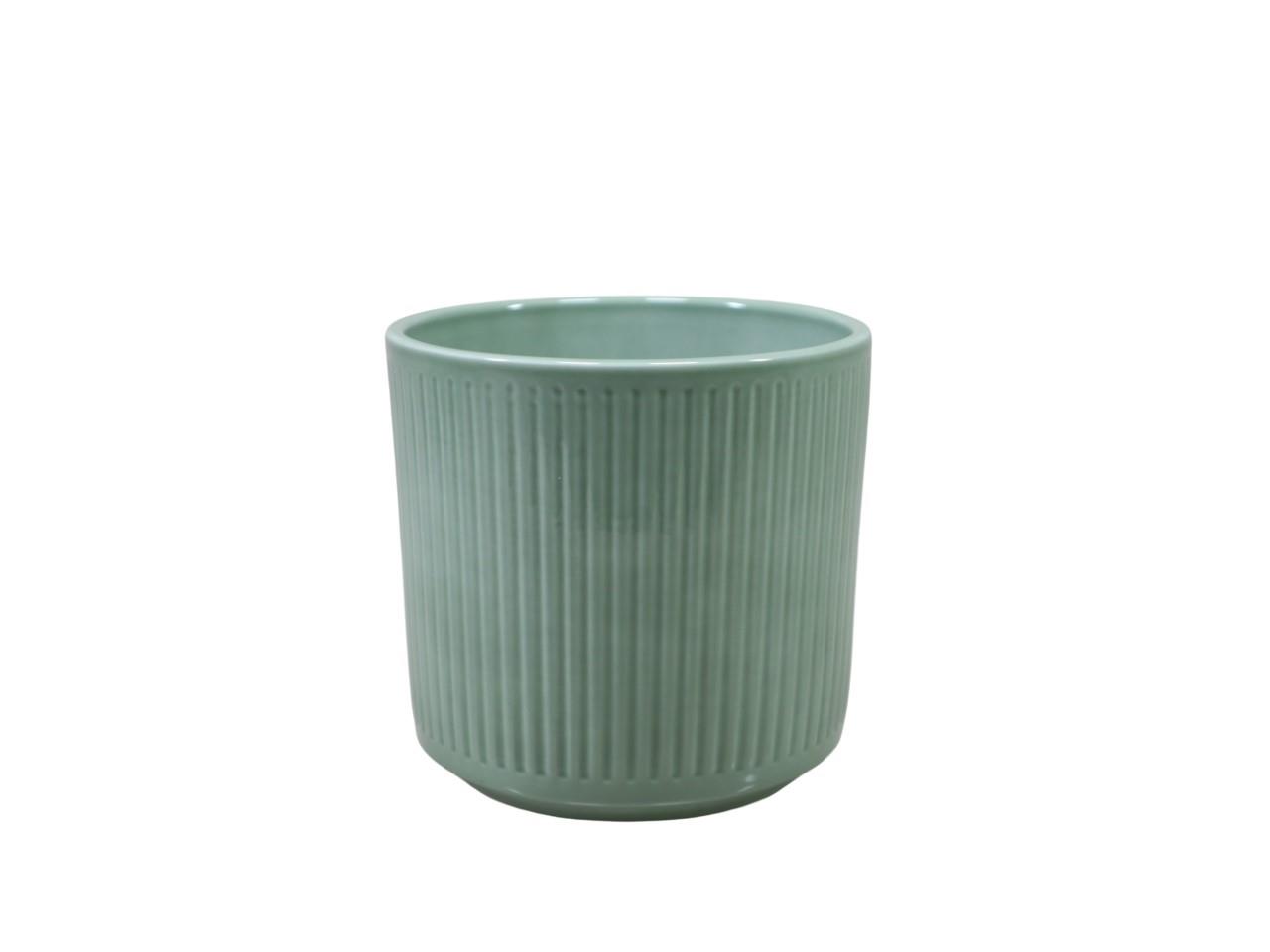 Keramikübertopf Stripes salbeigrün-lasur D13cm Keramikübertopf Stripes salbeigrün-lasur D13cm