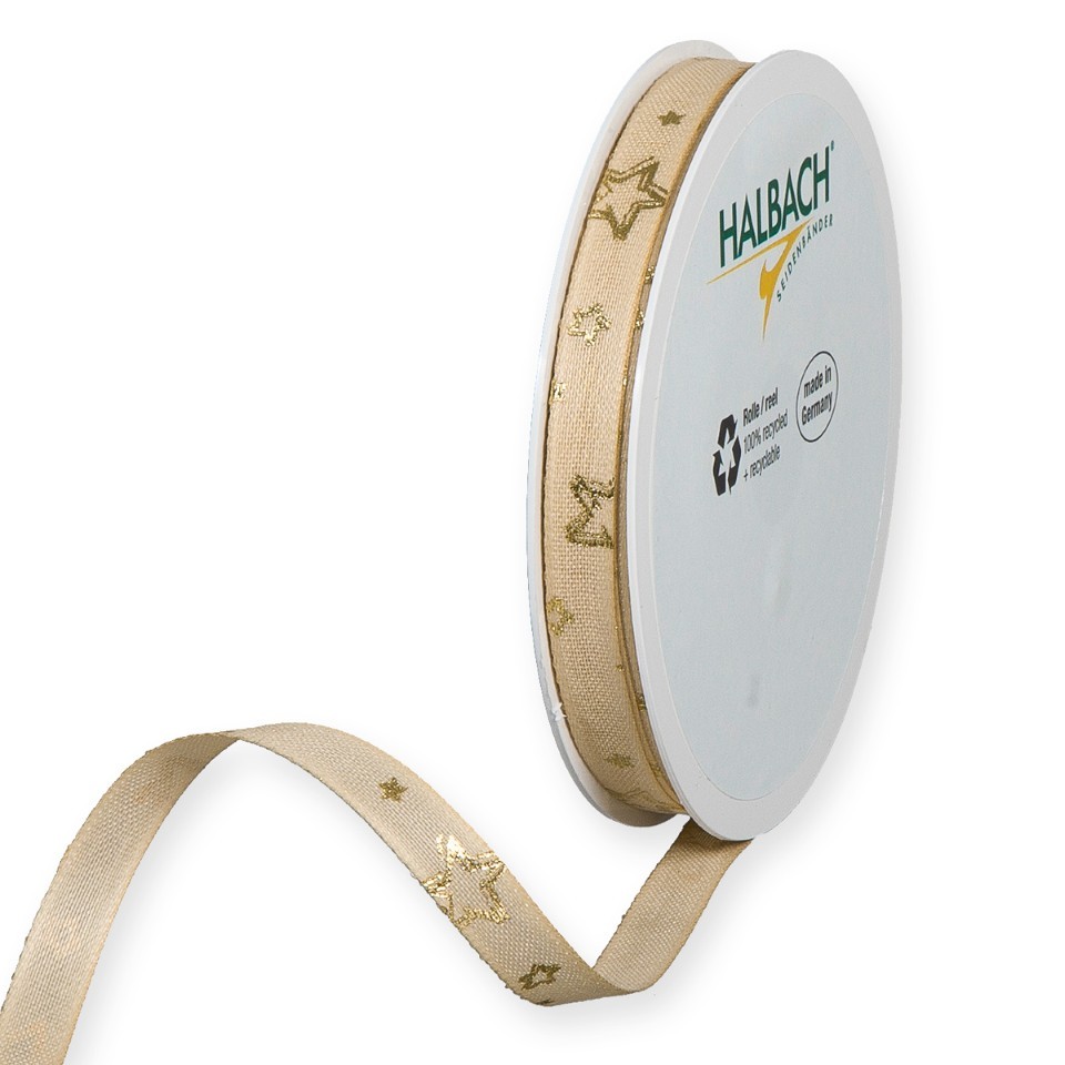 Druckband Sternchen 10 mm 20 Meter sand/gold 371