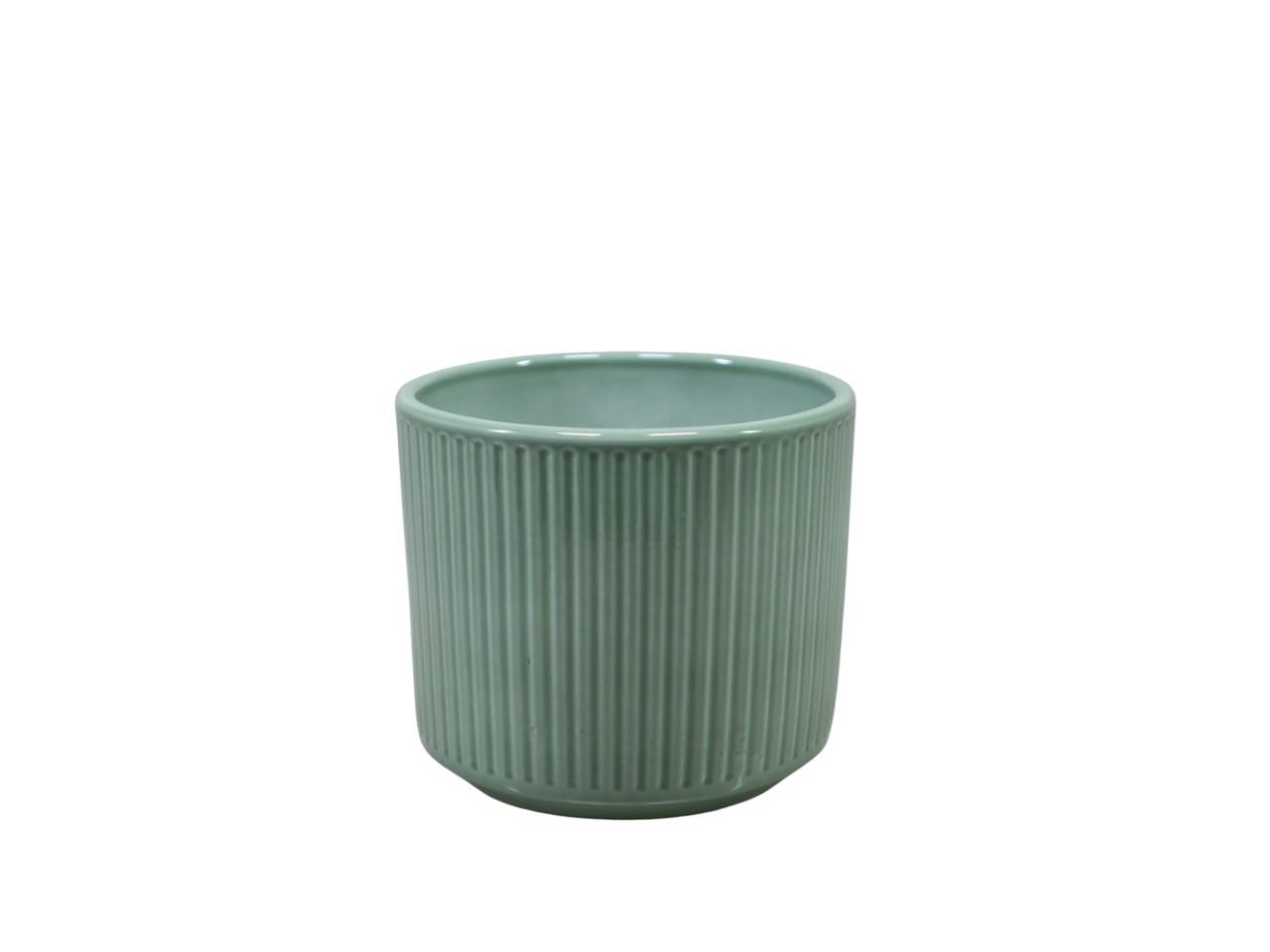 Keramikübertopf Stripes salbeigrün-lasur D12cm Keramikübertopf Stripes salbeigrün-lasur D12cm