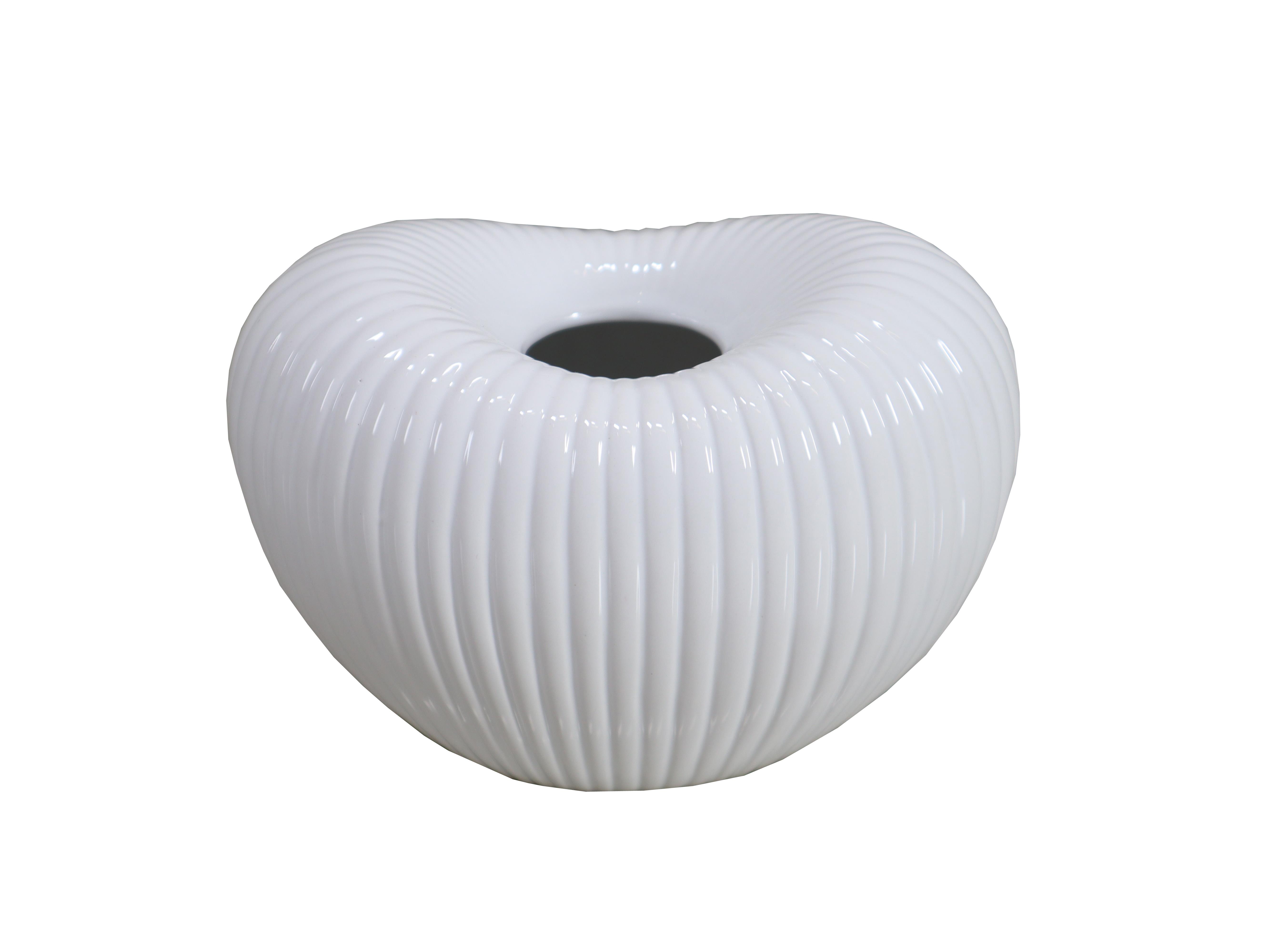 Keramikvase Wave weiss oval Herzform 20x14 cm Höhe 13 cm