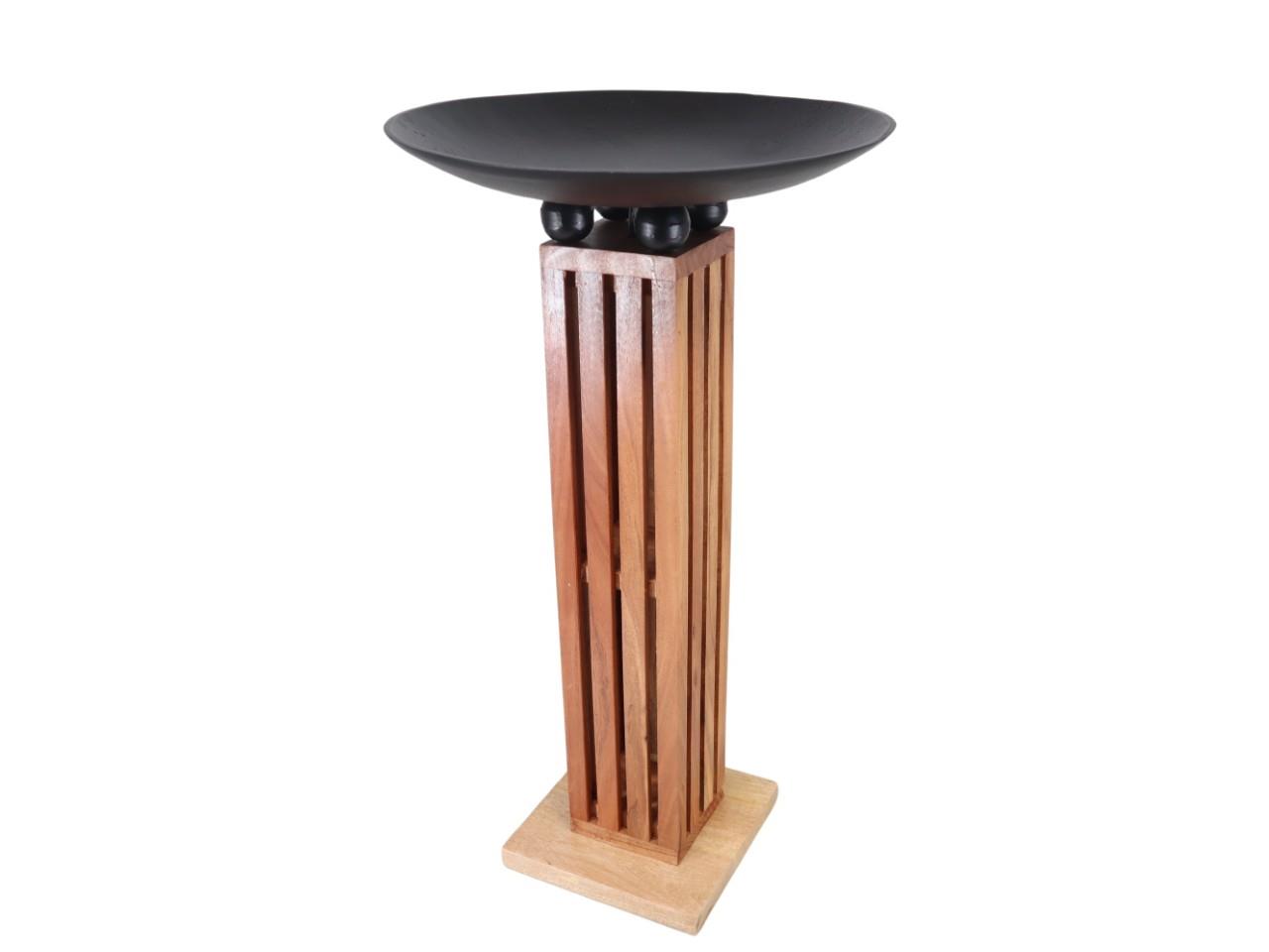 Schale auf Sockel Holz natur/Aluminium D41xH75cm Schale auf Sockel Holz natur/Aluminium D41xH75cm