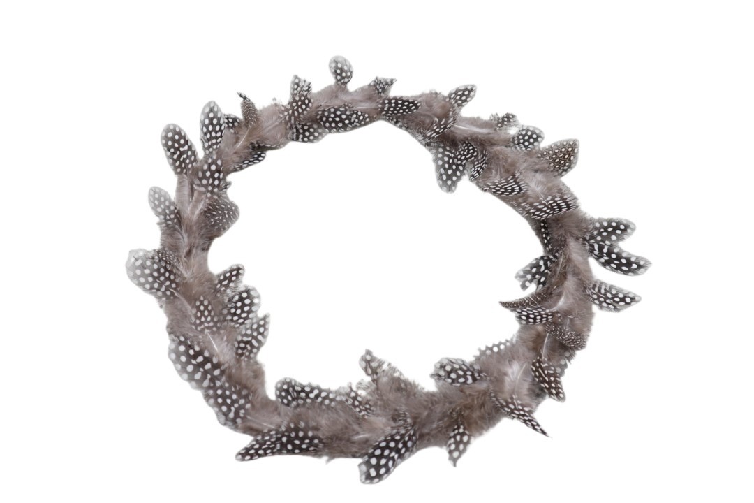 Kranz Perlhuhnfedern natur D25cm