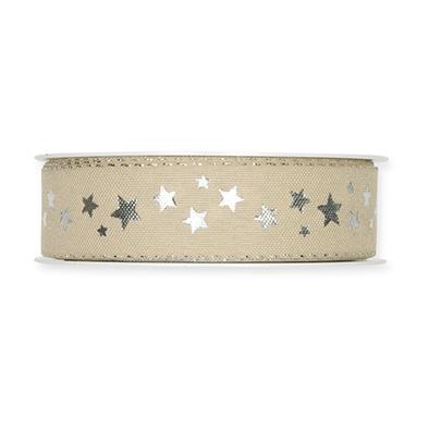 Druckband Sternchen 25 mm 18 Meter linen/silver 71 Druckband Sternchen 25 mm 18 Meter linen/silver 71