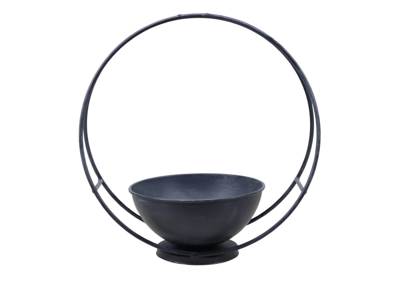 Schale D16cm im Ring Metall anthra D28cm NETTO