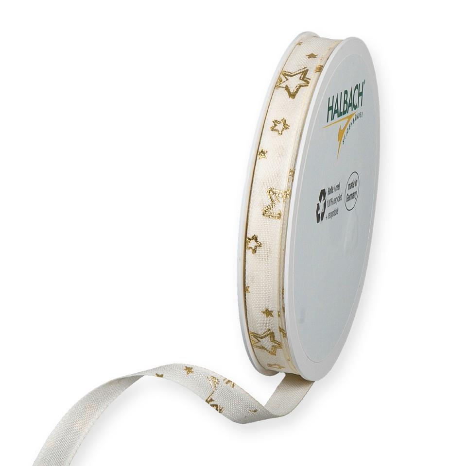 Druckband Sternchen 10 mm 20 Meter creme/gold 370