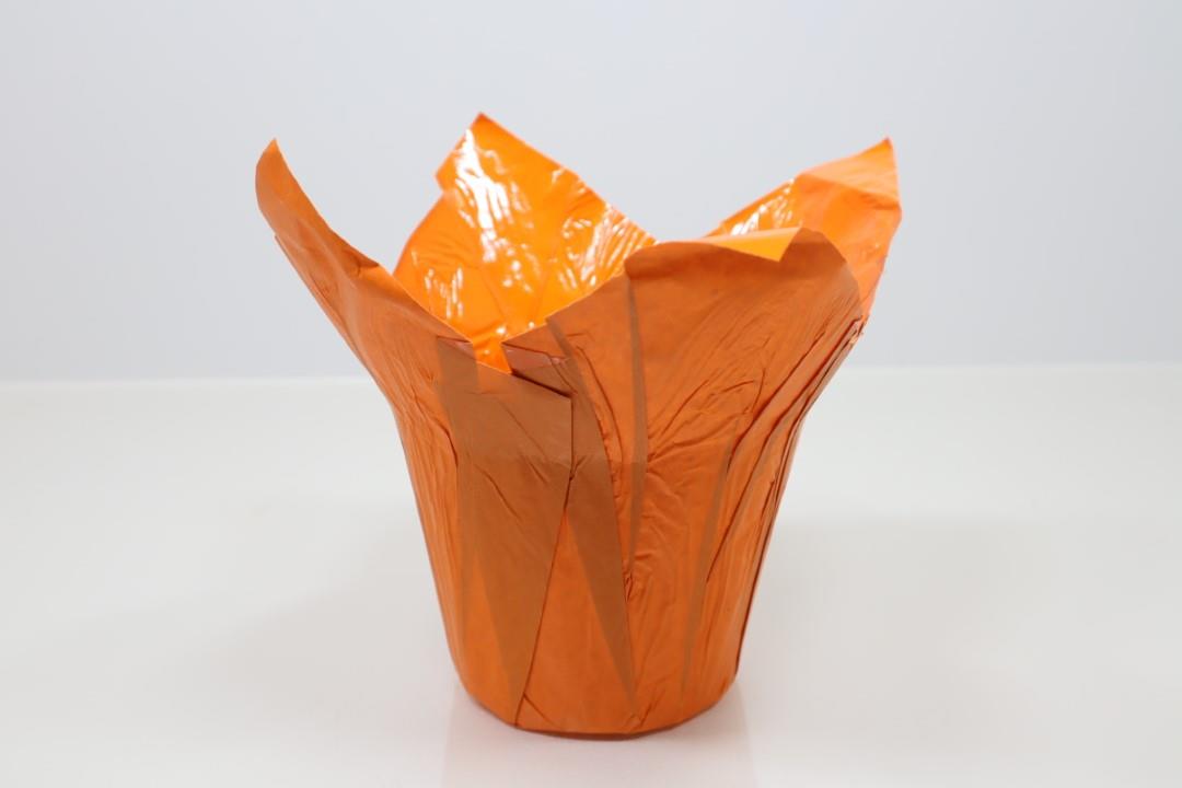 Deco Wraps Ribbed Kraftpapier wasserf. orange D16,5cmH13cm