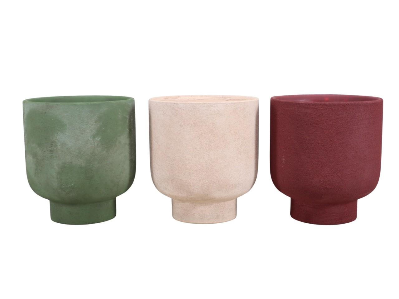 Übertopf Keramik waldgrün, bordeaux, natur D15xH16,5cm