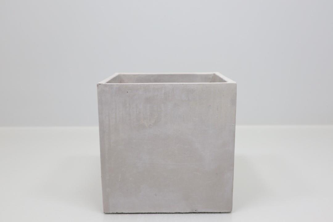 Pflanzkübel quadratisch Zement innen glasiert grau 15,5cm