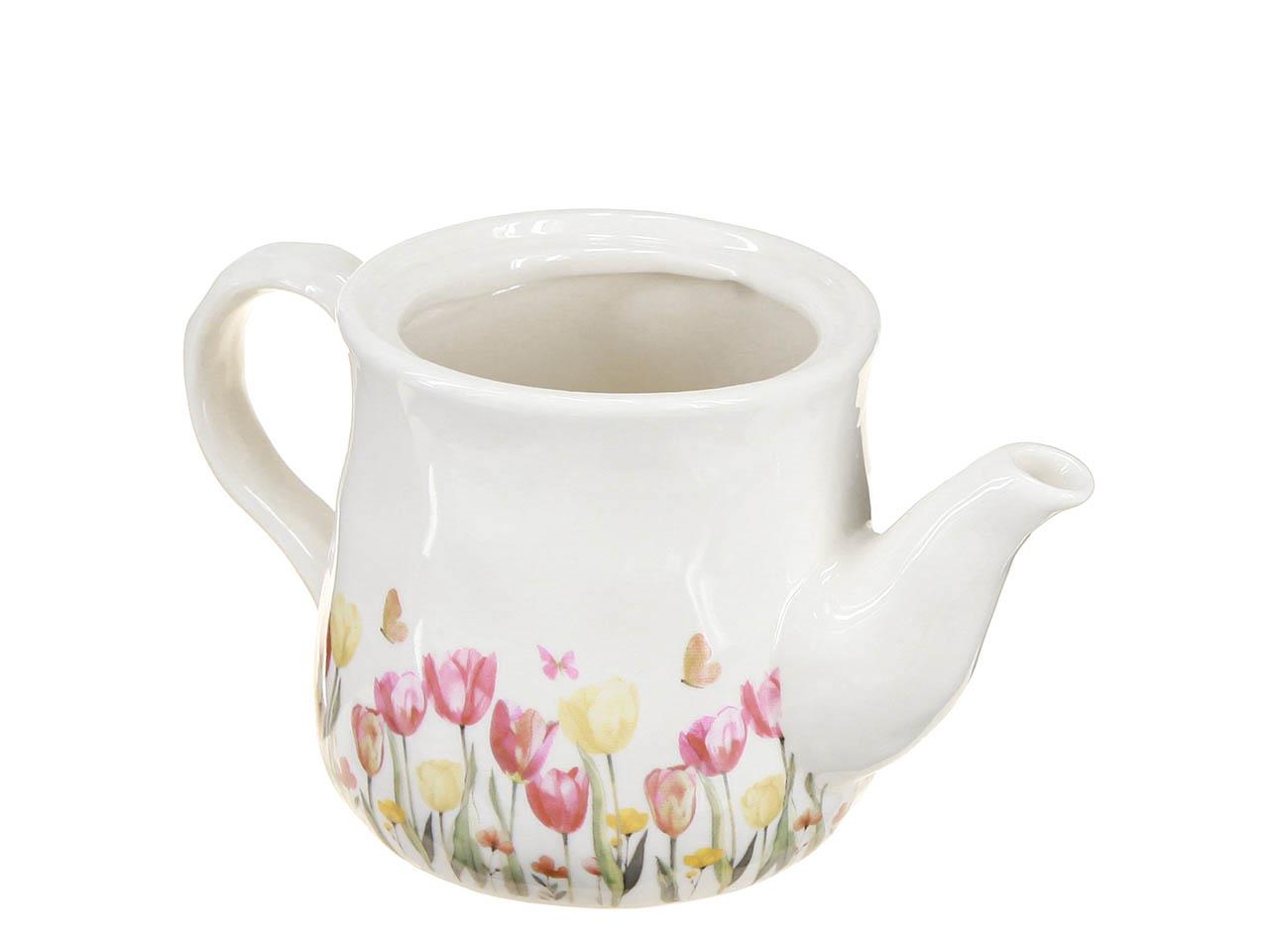 Kanne Keramik m. Tulpenmotiv D 10x11 cm creme