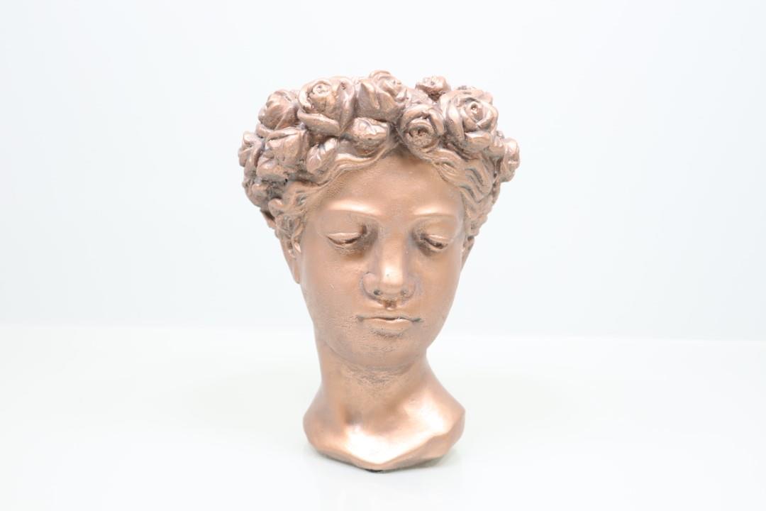 Büste Frau Zement z. Bepflanzen bronze 20,5x27,5cm