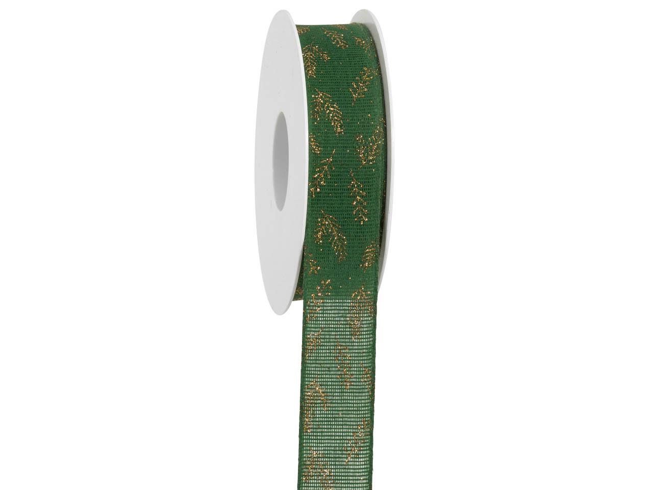 Band Nadelzweig 25 mm 18 Meter dunkelgrün/gold 59/15 Band Nadelzweig 25 mm 18 Meter dunkelgrün/gold 59/15