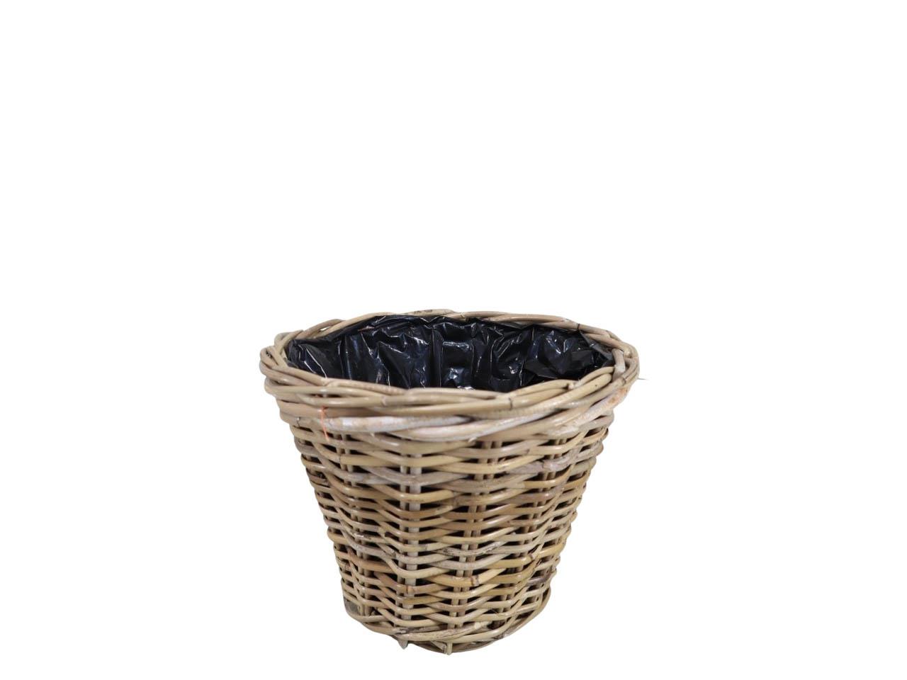 Pflanzübertopf Kubu-Rattan grau D25xH20cm