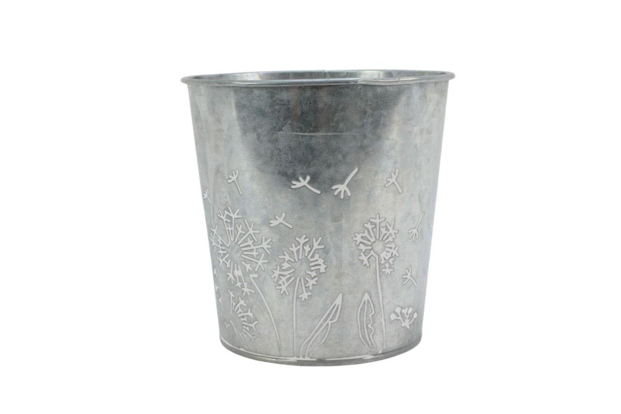 Topf Pussella Metall zink-weiss D 14 cm H 14 cm