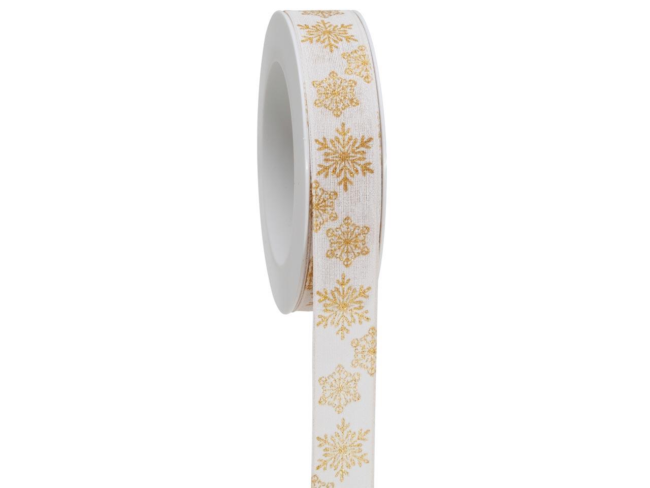 Band Ice Flower mit Draht 25 mm 18 Meter weiss 01