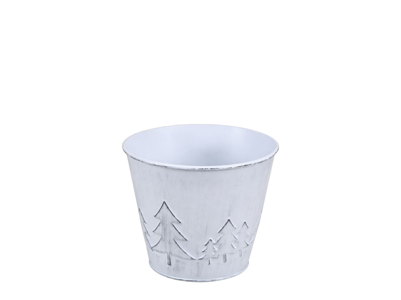 Übertopf Tannenwald Metall weiß D14cm