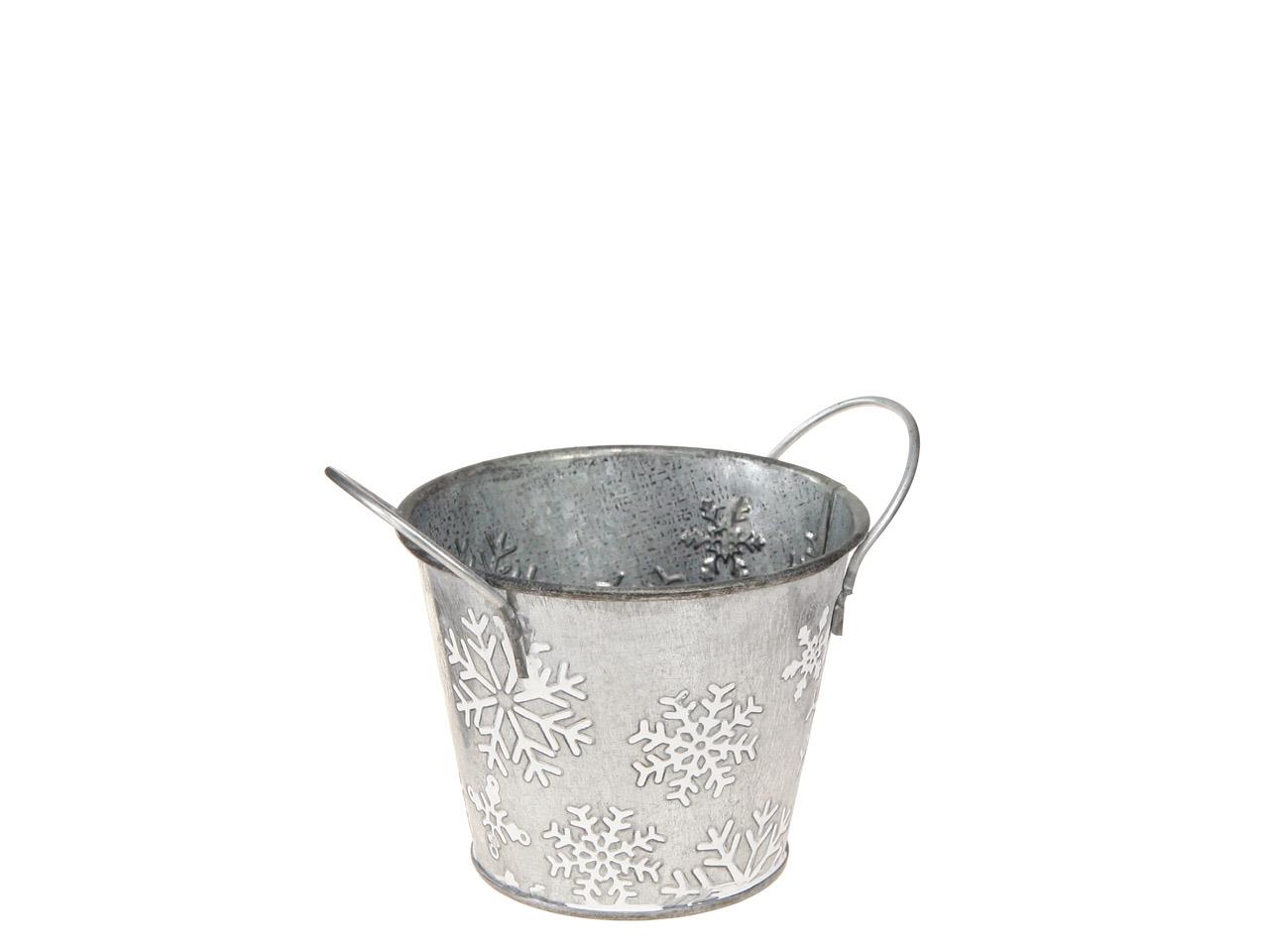 Übertopf Schneeflocke Zink silber-weiß D10cm Übertopf Schneeflocke Zink silber-weiß D10cm