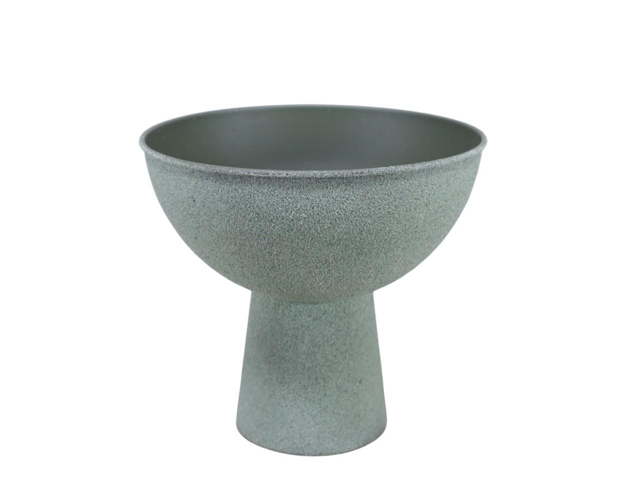 Schale mit Fuß Metall salbeigrün-antik D25xH23cm