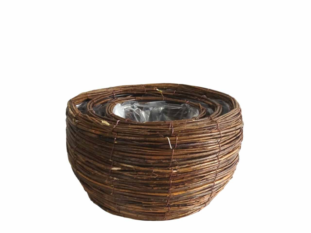 Pflanzkorb rund Weide Set/3 natur D32cm