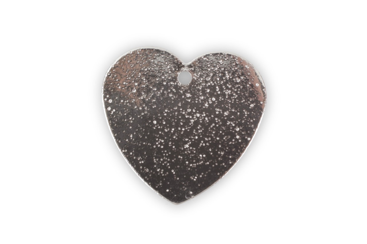 Herz Glitteroptik Metall silber D2,3cm