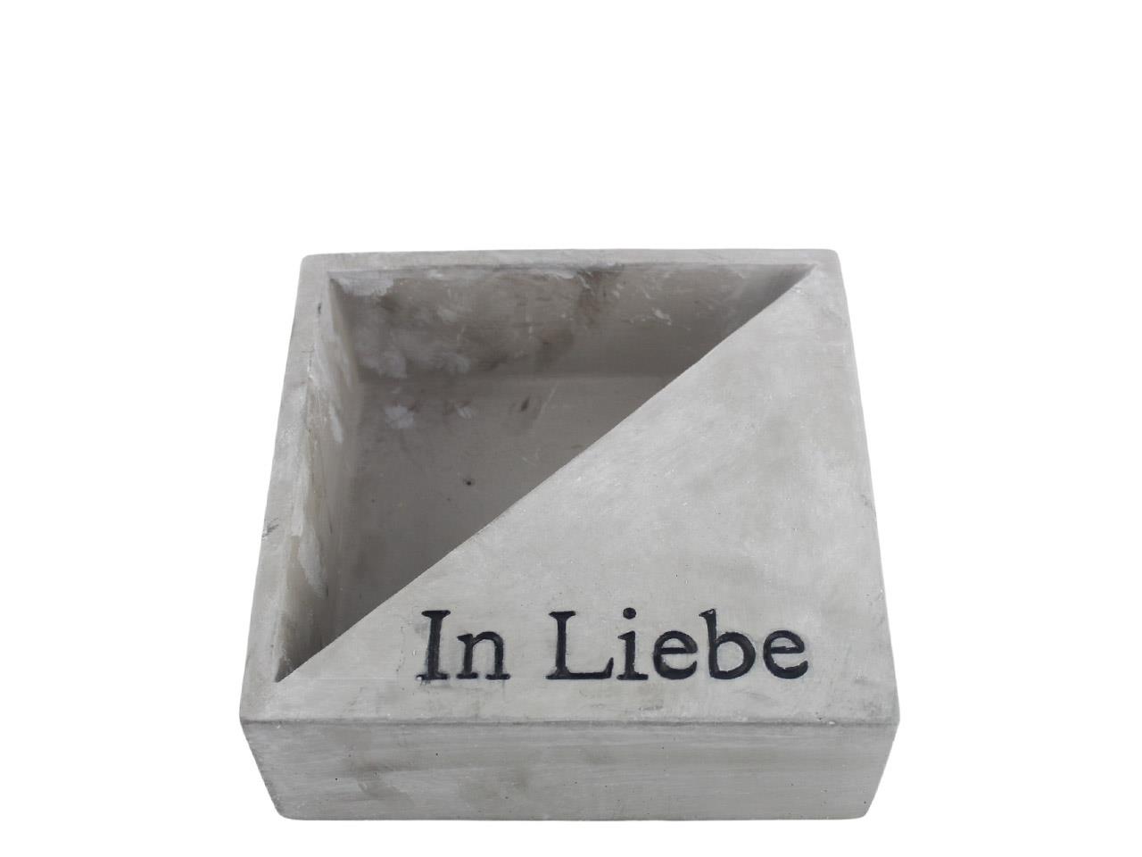 Viereck z. Pflanzen -In Liebe- Beton hellgrau D20cm