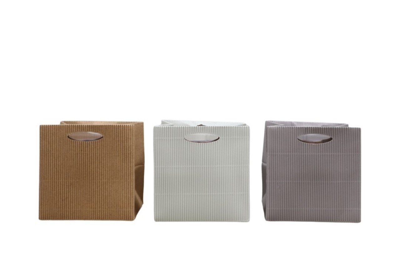 Tasche m. Folie Wellpappe natur-mix 12x12cm