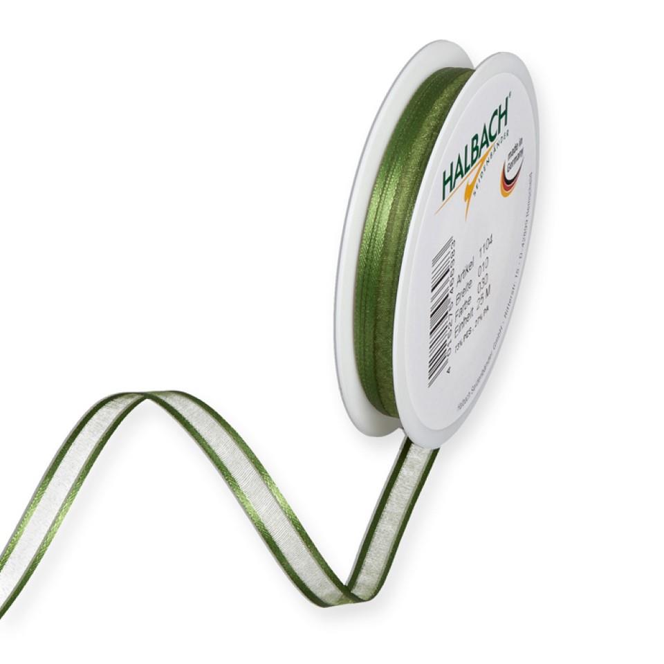 Dekoband Organza/Satin 10 mm 25 Meter moosgrün 30