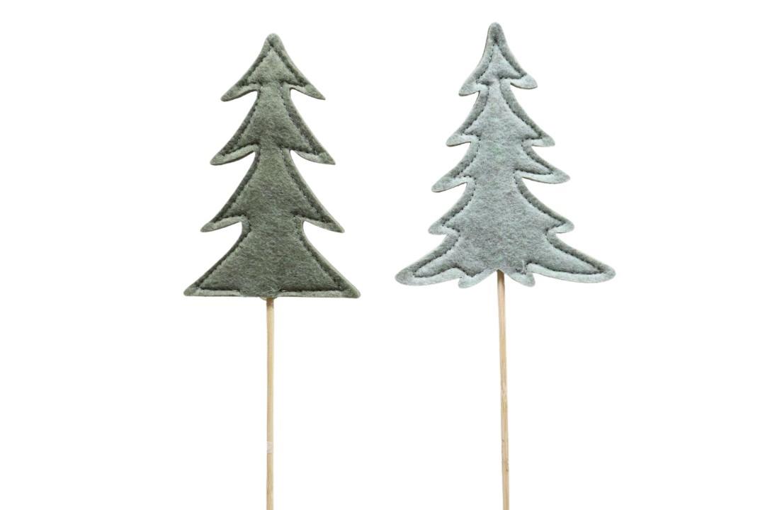 Stecker Tannenbäume grünmix Filz H14cm+ Pin