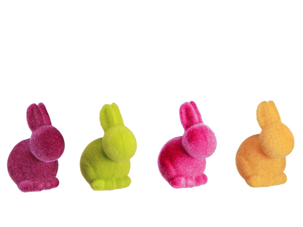 Hase beflockt farbmix bunt Kunststoff D5,8cm