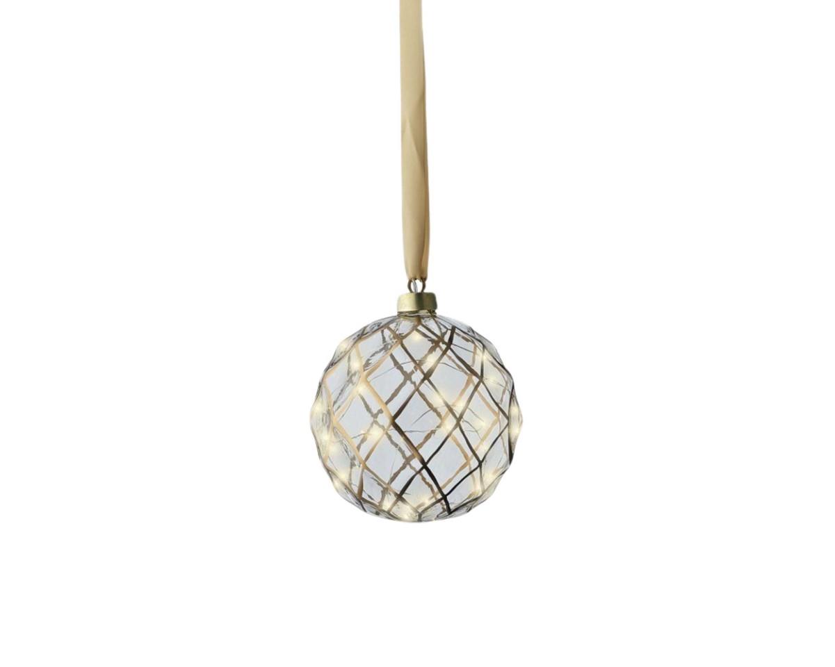 Kugel hängend inkl. 30 Micro LED klar/gold D14cm