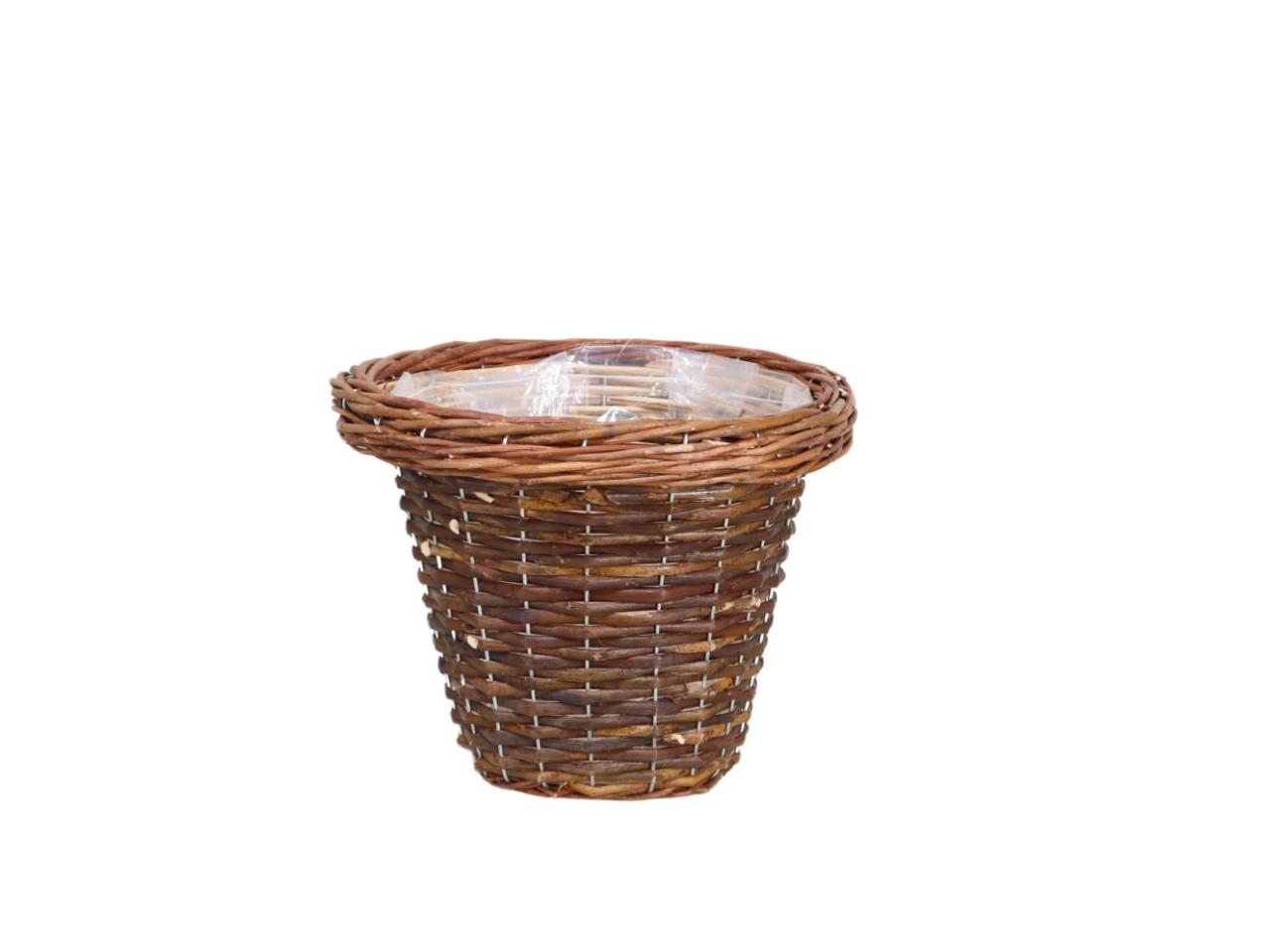 Korbübertopf Weide natur ungeschält D27xH22cm