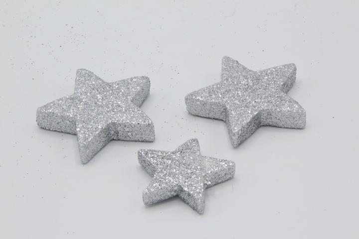 Sterne Glitter silber-glitzer D5+4cm