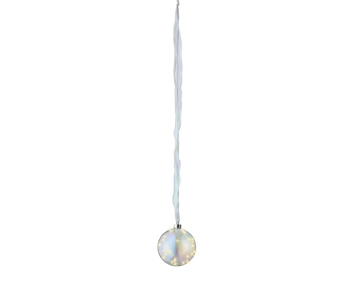 Glaskugel hängend klar iris inkl. Micro 30 LED indoor D14cm