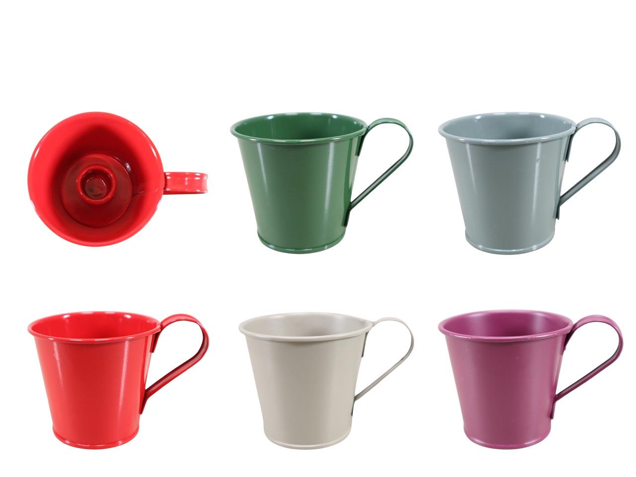 Tasse m. Stabkerzenhalter Metall farbmix D8cm