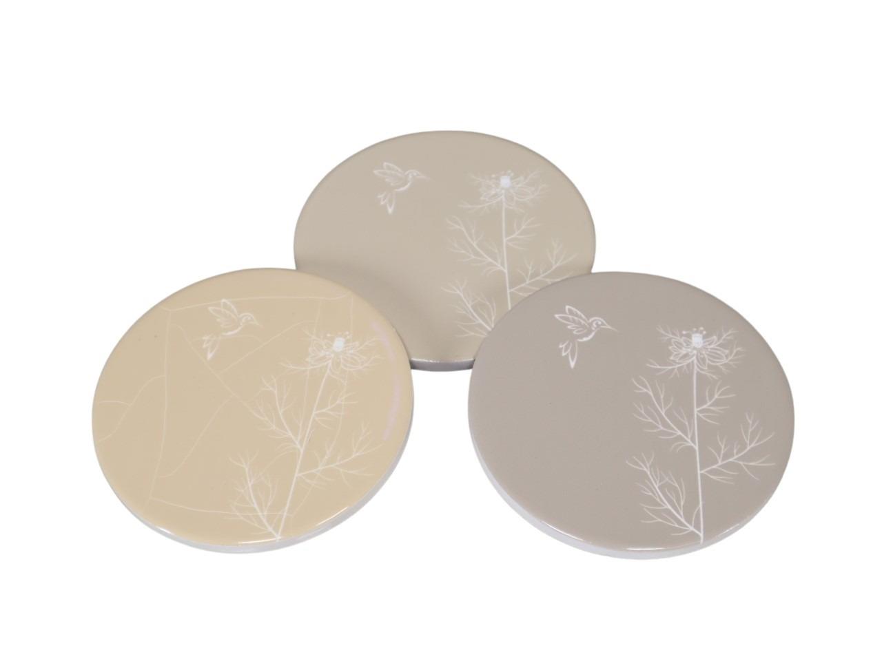 Untersetzer m. Motiv Keramik-Korkboden beige-mix D10,8cm Untersetzer m. Motiv Keramik-Korkboden beige-mix D10,8cm