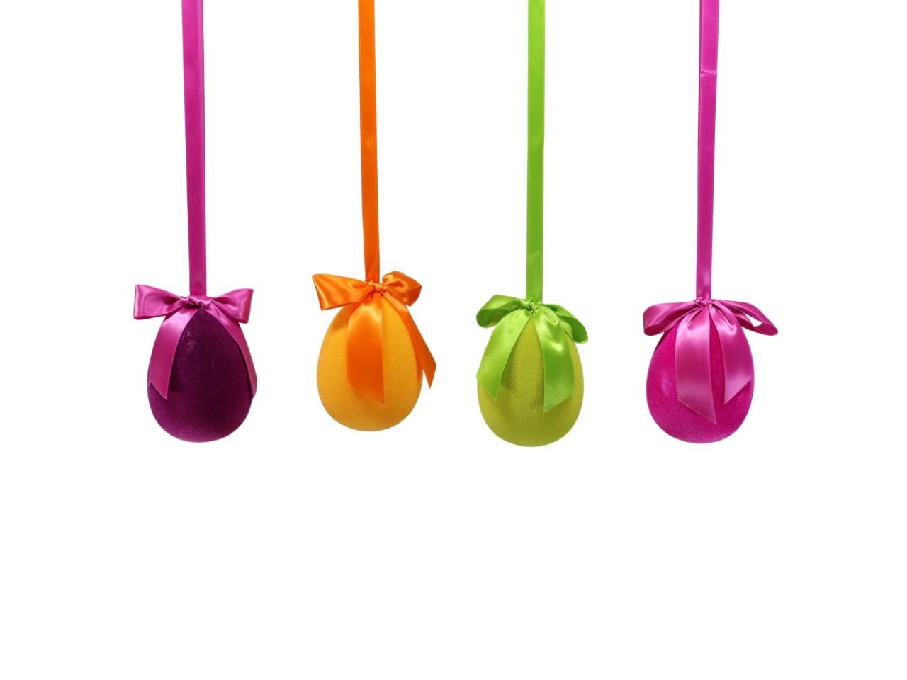 Hänger Ei Kunststoff beflockt farbmix H10,5cm