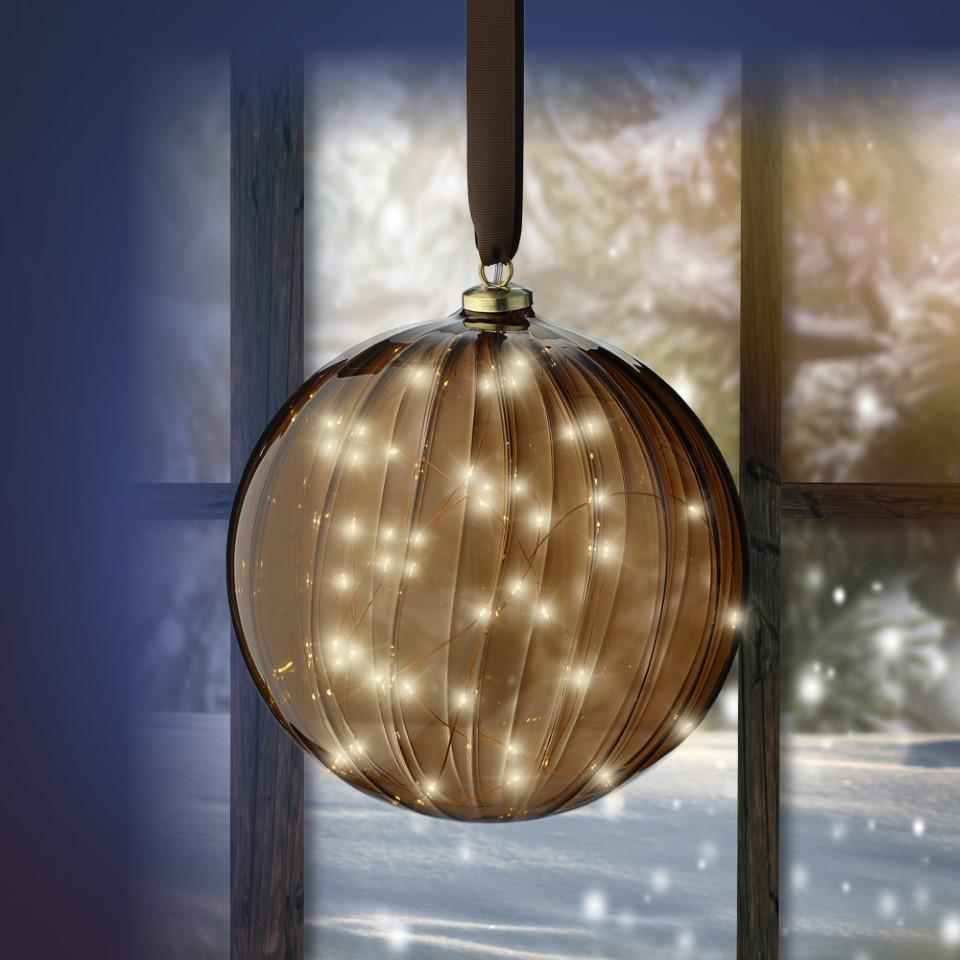 Glaskugel hängend gold inkl. Micro 40 LED indoor D20cm