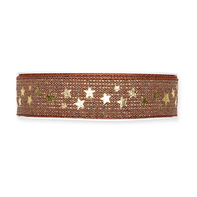 Druckband Sterne 25 mm 18 Meter bright cognac/gold 95 Druckband Sterne 25 mm 18 Meter bright cognac/gold 95